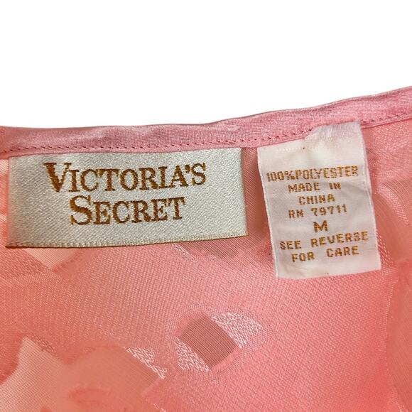 Vintage Victoria's Secret Gold Label Pink Floral Burnout Maxi Slip Dress M - Picture 2 of 5